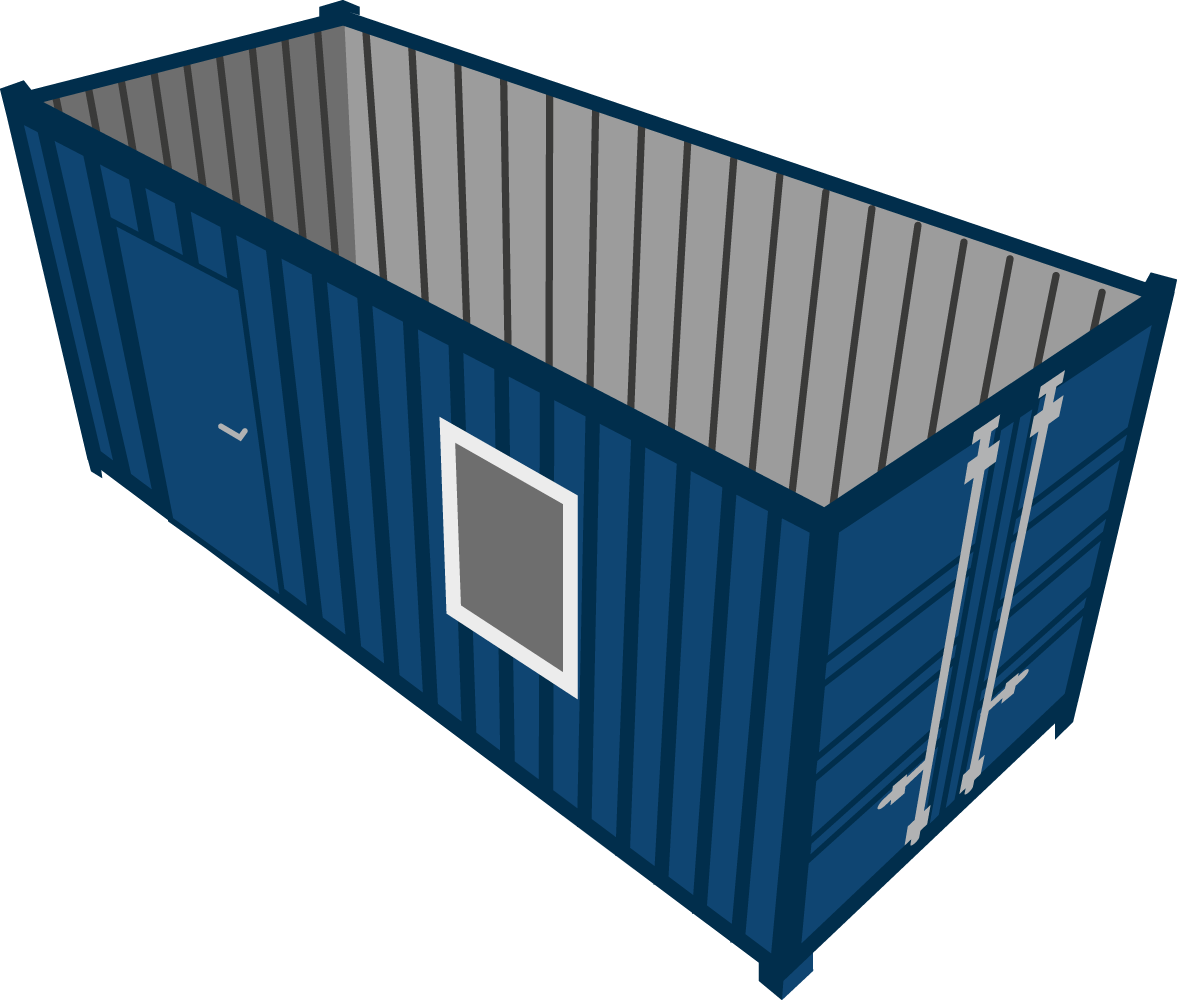 Lagercontainer mit Fenster und Tür